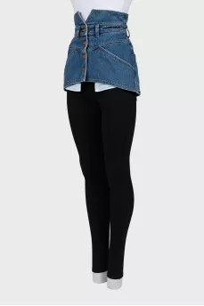 Denim peplum with gold buttons
