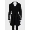Fitted coat with leather inserts