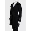 Fitted coat with leather inserts