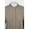 Green collarless shirt