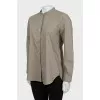 Green collarless shirt