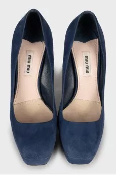 Blue suede high heels