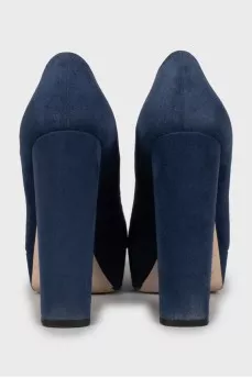Blue suede high heels