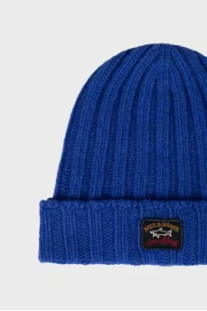 Men's blue knitted hat