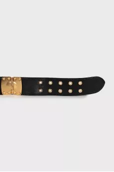 Кожаный ремень с металлическими вставками