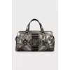 Silver bag with metal logo