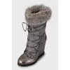 Insulated boots with high wedges