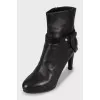 Leather ankle boots with gold hardware
