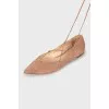 Suede ballerinas with ties