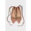 Suede ballerinas with ties