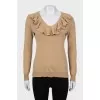 Silk and cashmere ruffled pullover