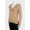 Silk and cashmere ruffled pullover