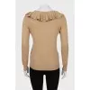 Silk and cashmere ruffled pullover