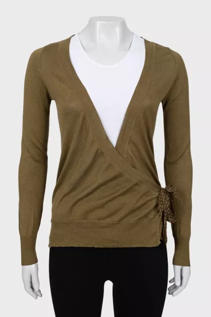 Green wrap cardigan