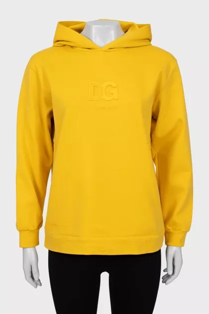 Yellow hoodie with embossed logo