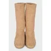 Beige knitted boots