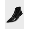 Pointed toe lace up ankle boots