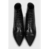 Pointed toe lace up ankle boots