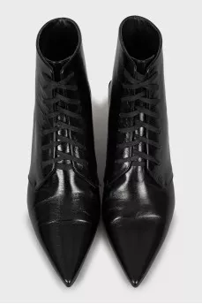 Pointed toe lace up ankle boots