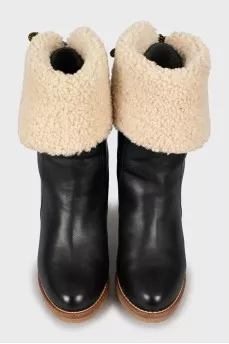 Insulated ankle boots with lace-up back