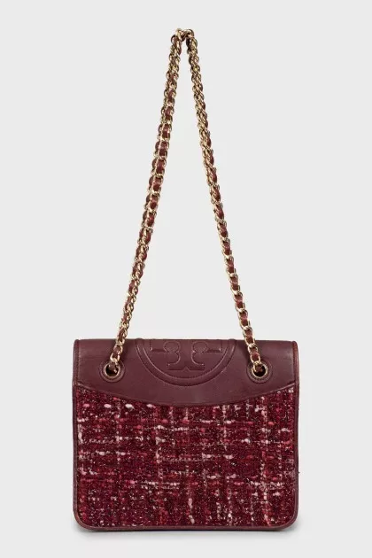 Leather shoulder bag with signature logo