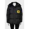 Black down jacket with tag