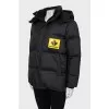 Black down jacket with tag