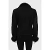 Fitted black shearling coat