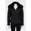 Jacket with drapery and fur