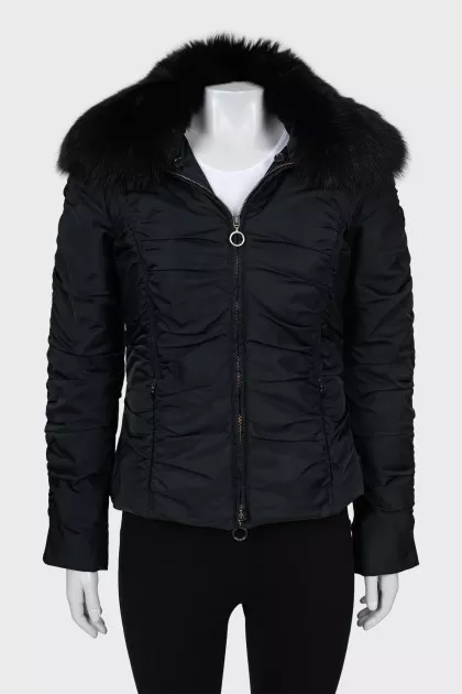 Jacket with drapery and fur