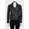 Leather jacket with zippers on the sleeves