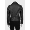 Leather jacket with zippers on the sleeves