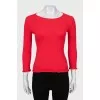 Fitted red ruffle jumper