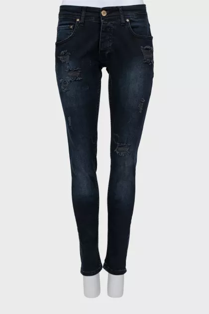 Dark blue ripped jeans