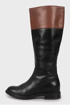 Mixed leather boots