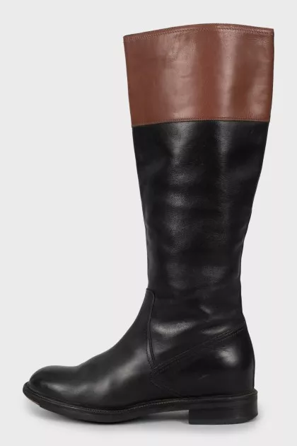 Mixed leather boots