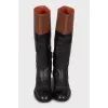 Mixed leather boots