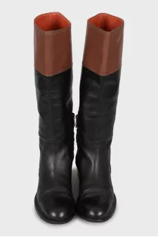 Mixed leather boots