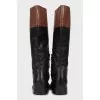 Mixed leather boots