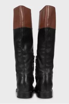 Mixed leather boots