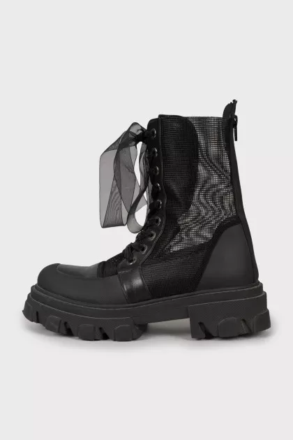 Mesh boots with chunky soles
