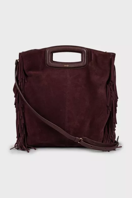 Suede bag with fringed decoration