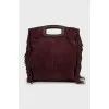 Suede bag with fringed decoration