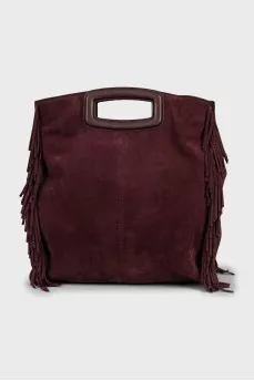 Suede bag with fringed decoration
