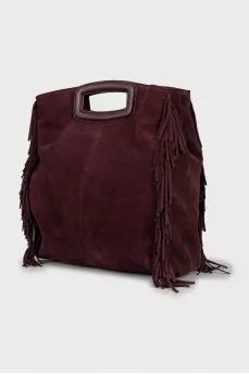 Suede bag with fringed decoration
