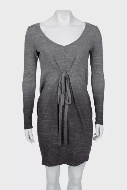 Gradient print dress with ties
