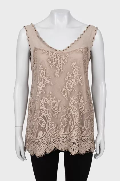 Lace tank top with tag