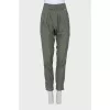 Tapered trousers in silk and cotton