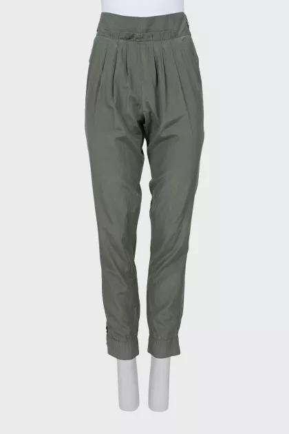 Tapered trousers in silk and cotton