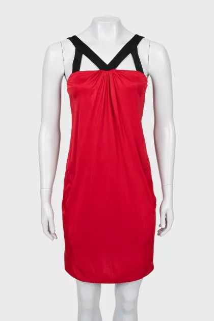 Red mini dress with pockets